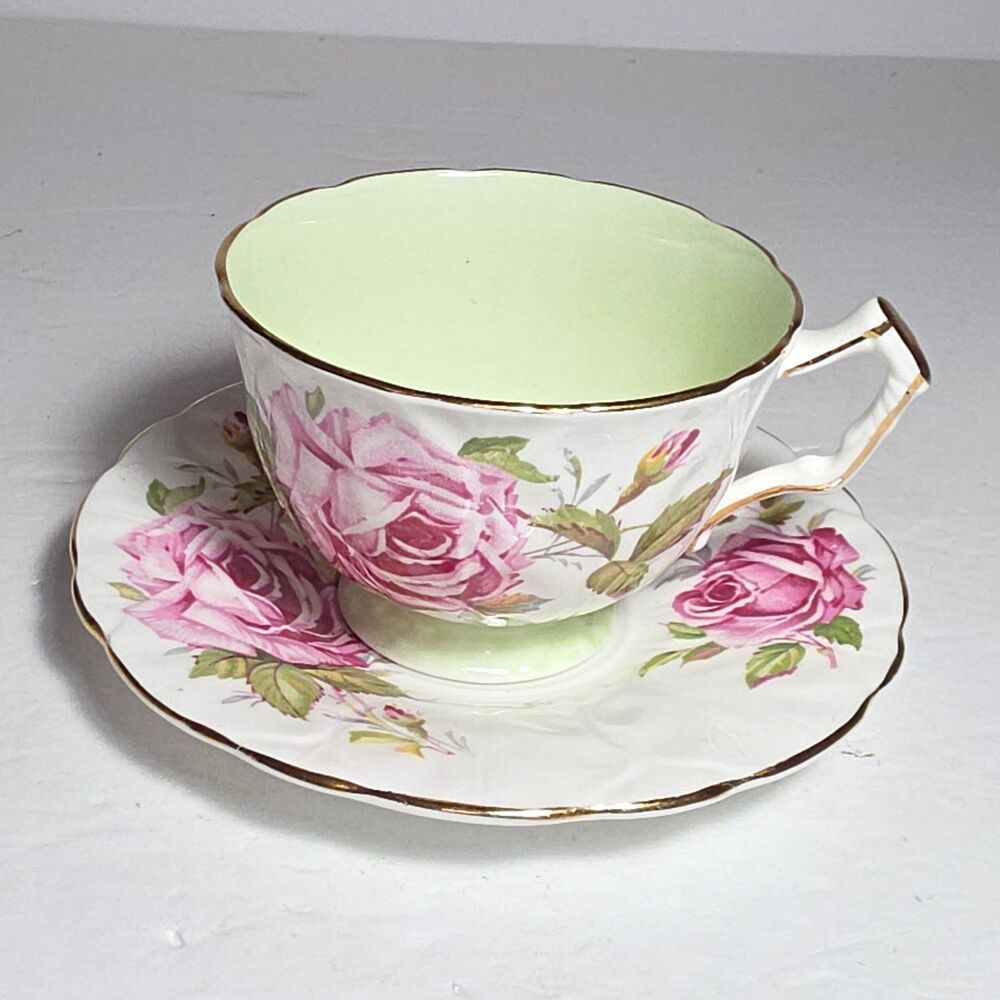 Aynsley Teacup and Saucer Pink Roses - Picture 2 of 10